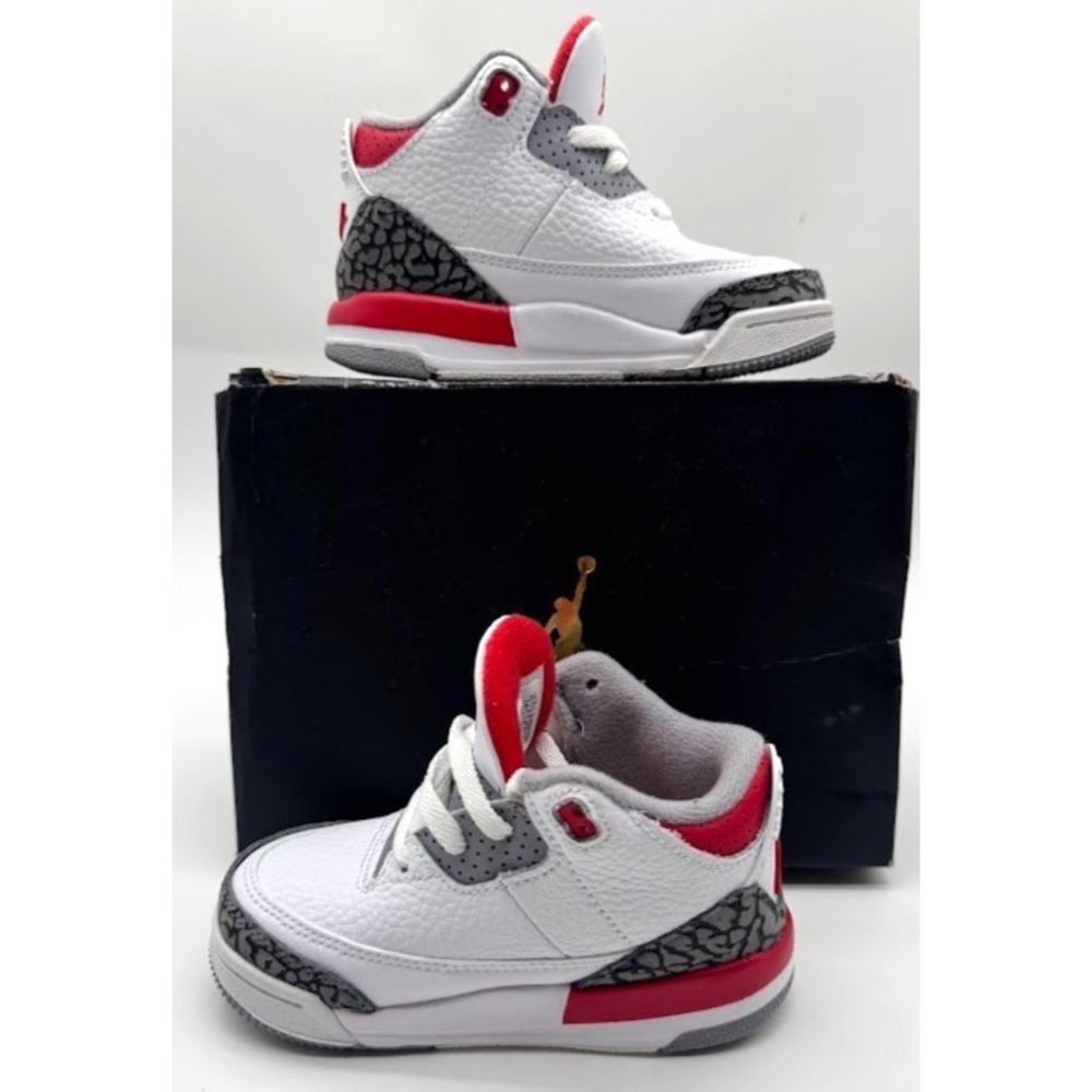 Nike Air Jordan 3 Retro TD Fire Red White Black Toddler Size 7C DM0968-160 Box